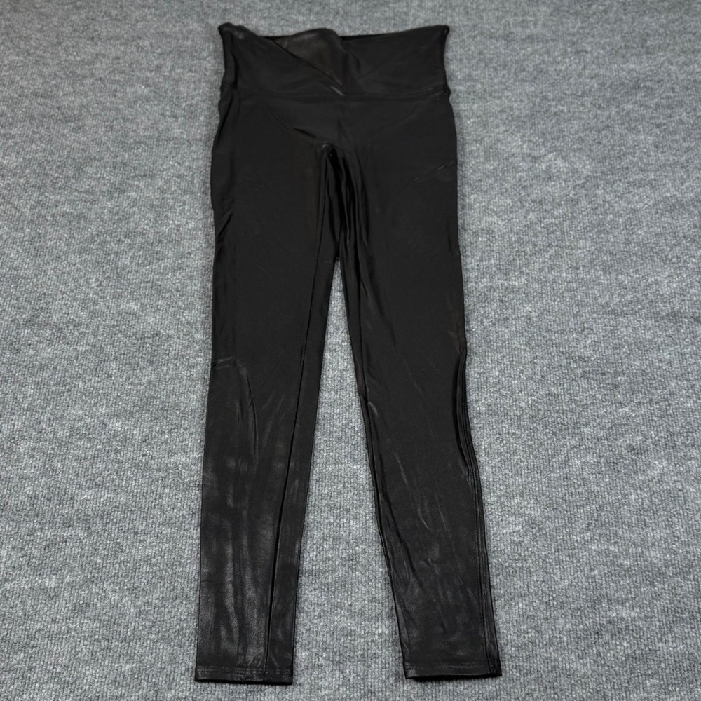 SPANX Medium Vegan Faux Leather Leggings Shapewear Mid Rise Punk Goth Grunge